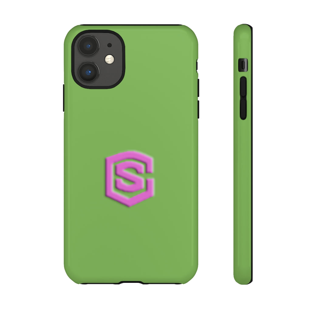 Green Tough Cases Pink Logo