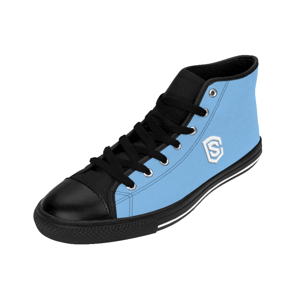 blue Men's High-top Sneakers - white logo