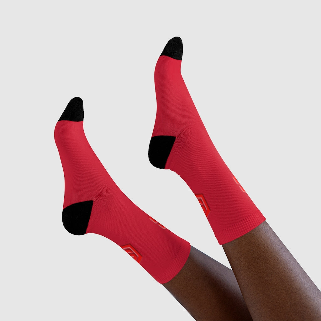 Red Sublimation Crew Socks (EU) Red Logo