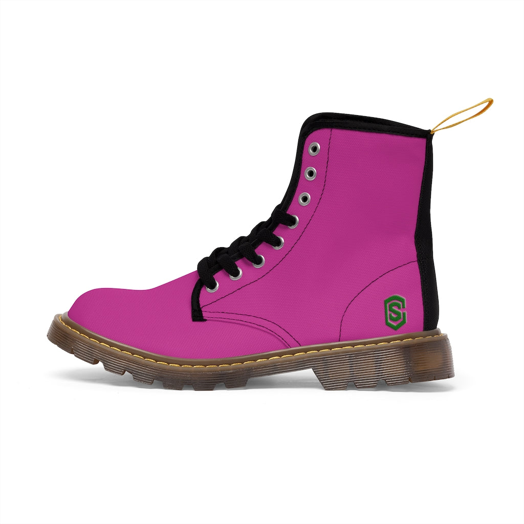 pink Men's Canvas Boots Green Logo