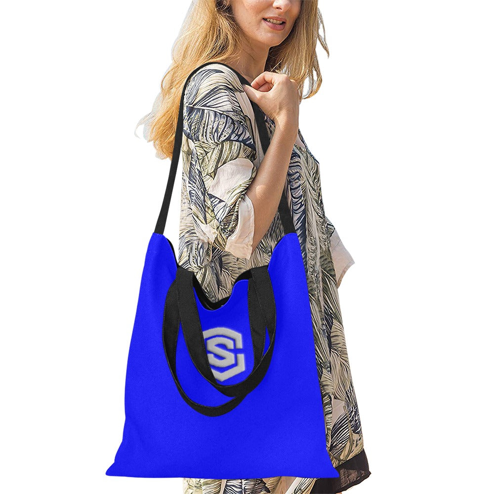 Blue All Over Print Canvas Tote Bag With Silver Logo All Over Print Canvas Tote Bag(Model1698)(Medium)
