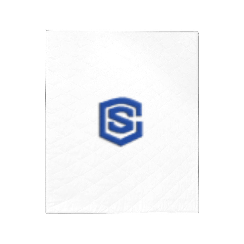 White Custom Quilt Blue Logo Custom Quilt 50" x 60"