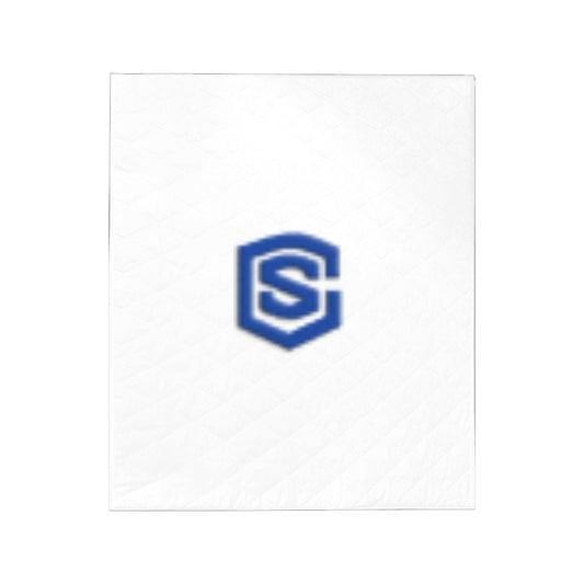 White Custom Quilt Blue Logo Custom Quilt 50" x 60"