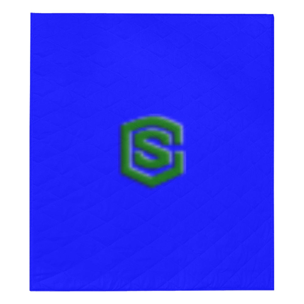 Blue Quilt with Green Logo Custom Quilt  70" x 80"