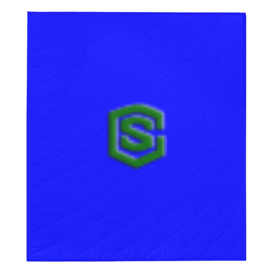 Blue Quilt with Green Logo Custom Quilt  70" x 80"