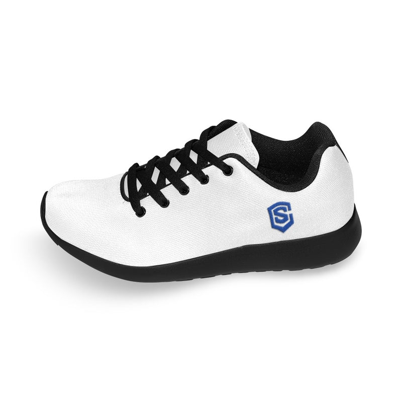 WHIT  KID SNEAKER WITH BLUE LOGO Kid's Sneakers (Little Kid / Big Kid) (Model020)