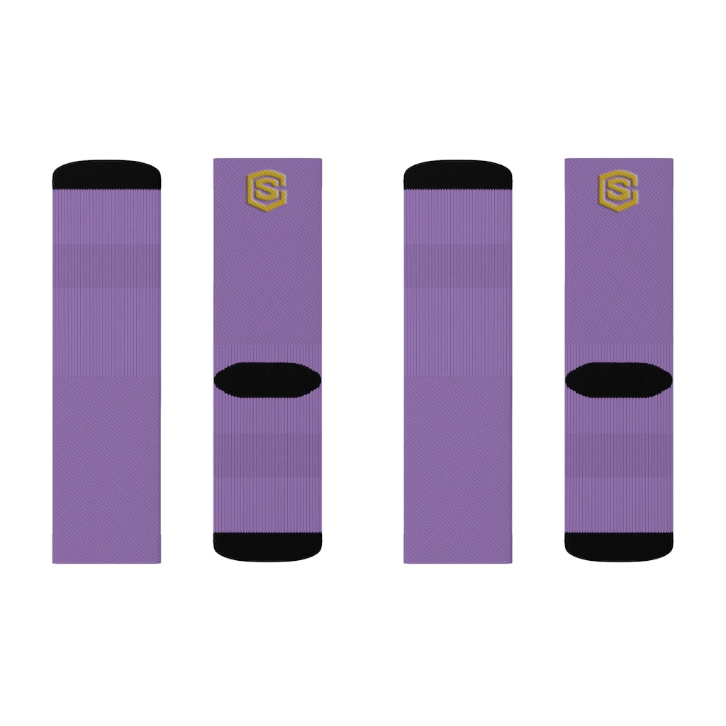 Purple Sublimation Socks Gold Logo