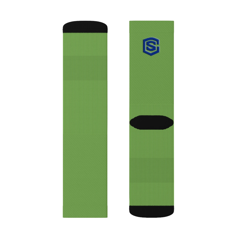 Green Sublimation Socks Blue Logo
