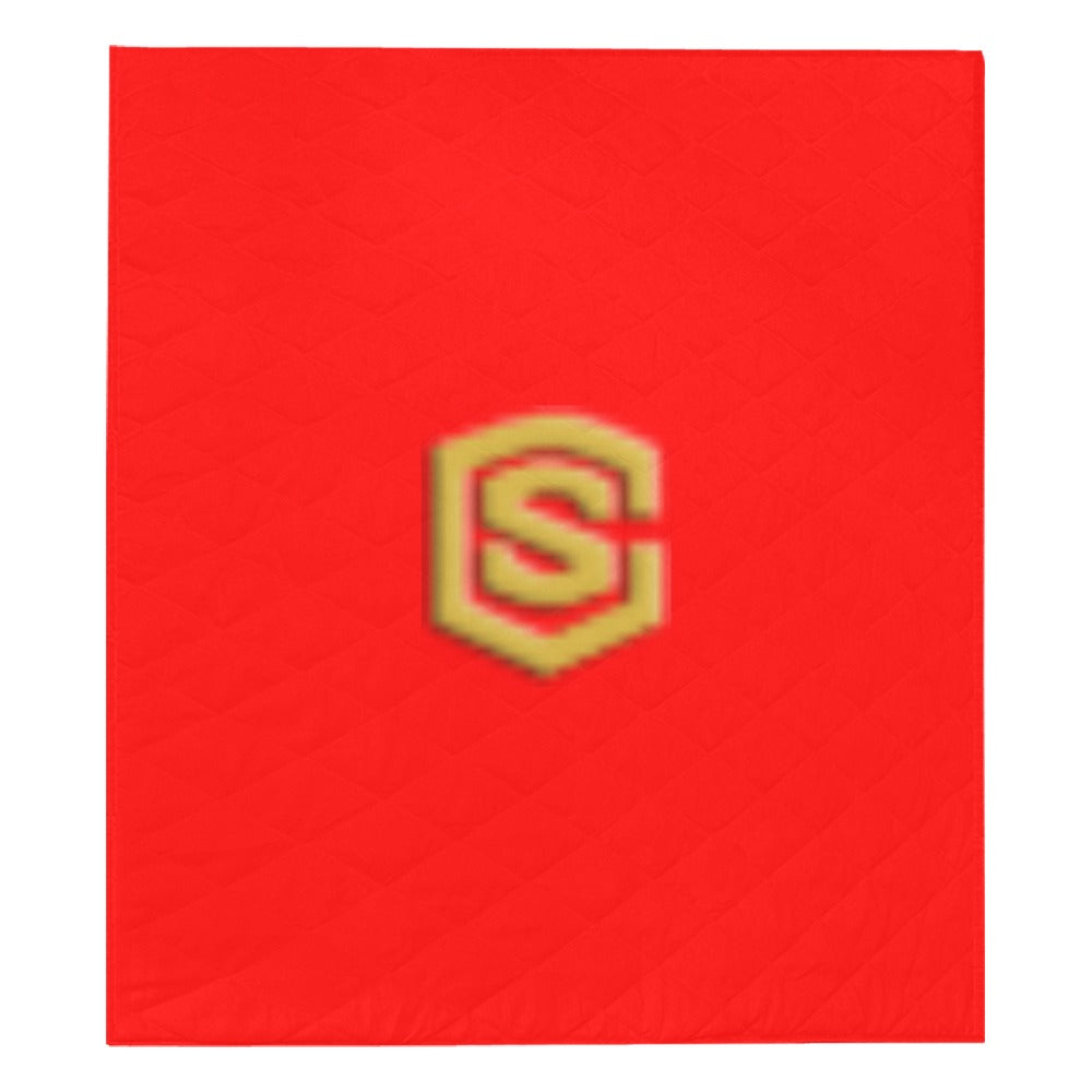 Red Quilt with Gold Logo Custom Quilt  70" x 80"