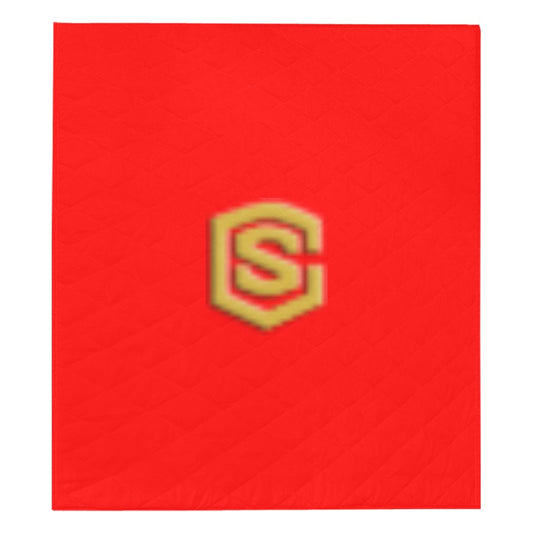 Red Quilt with Gold Logo Custom Quilt  70" x 80"