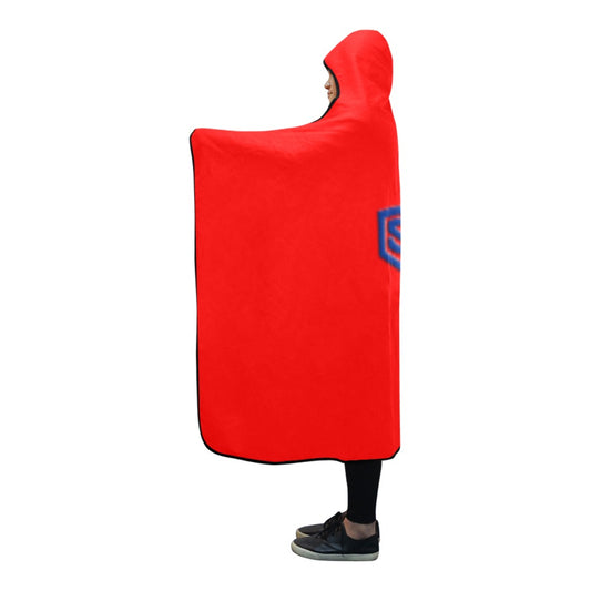 RED Hooded Blanket WHITH BLUE  LOGO Hooded Blanket 80"x56"