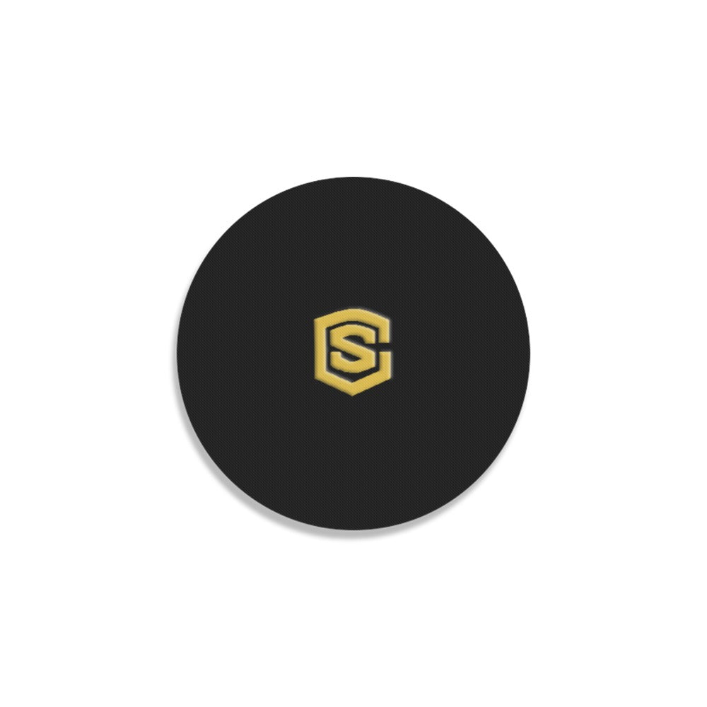Black Round Coaster with Gold Logo Round Coaster