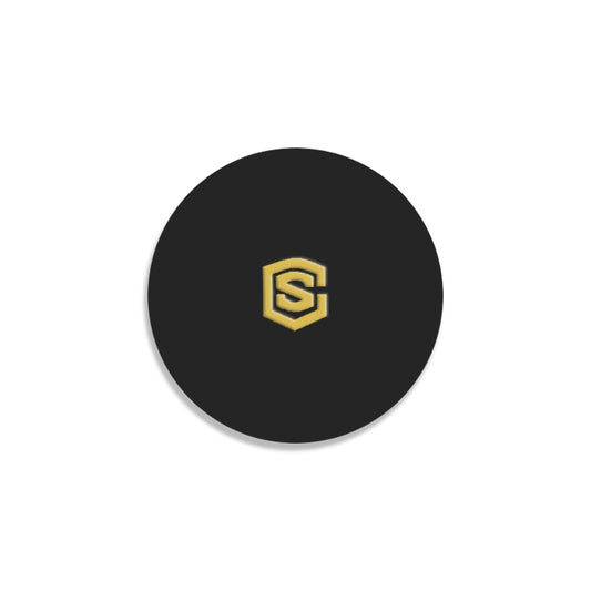 Black Round Coaster with Gold Logo Round Coaster