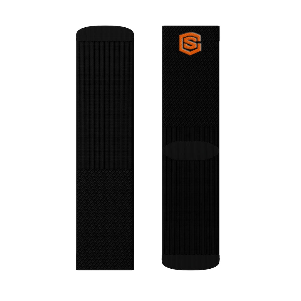 Black Sublimation Socks Orange Logo