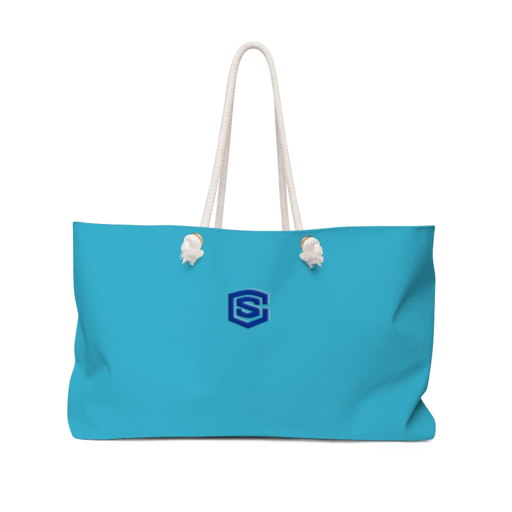 Blue Weekender Bag Red Logo