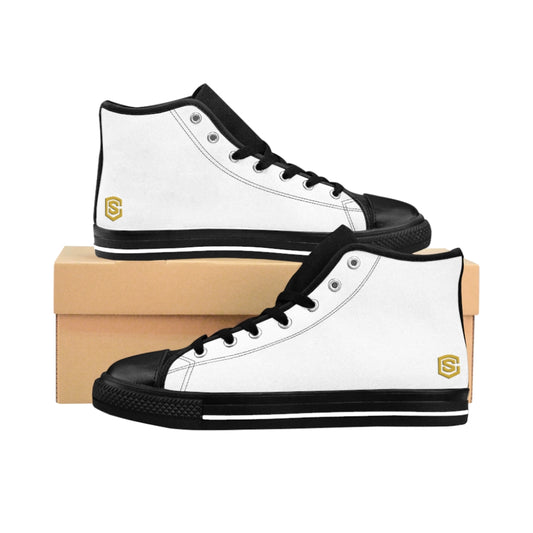 white Women's High-top Sneakers Gold logo