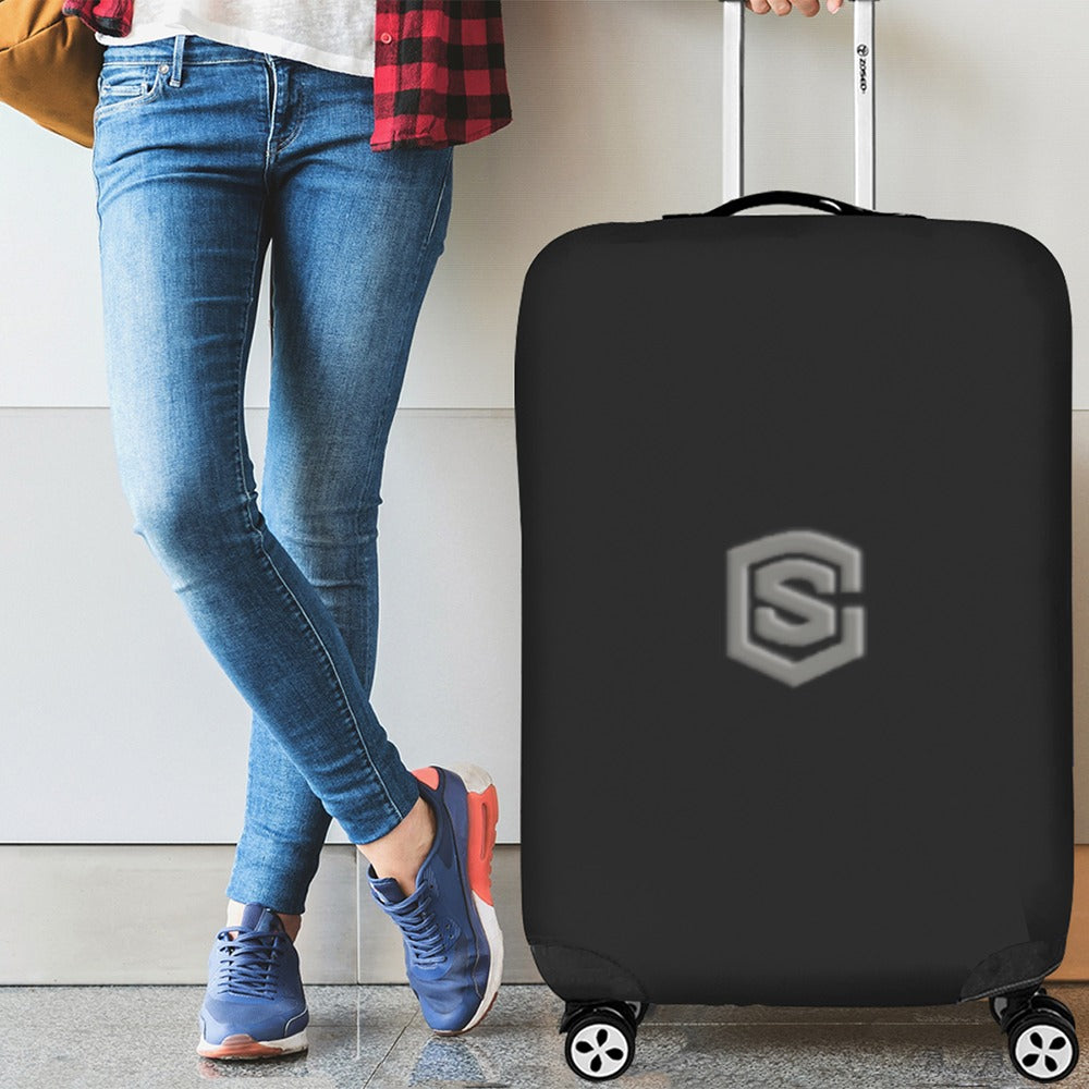BLACK LUGGAGE COVER WITH GRAY LOGO Luggage Cover (Large Size) (26"-28")