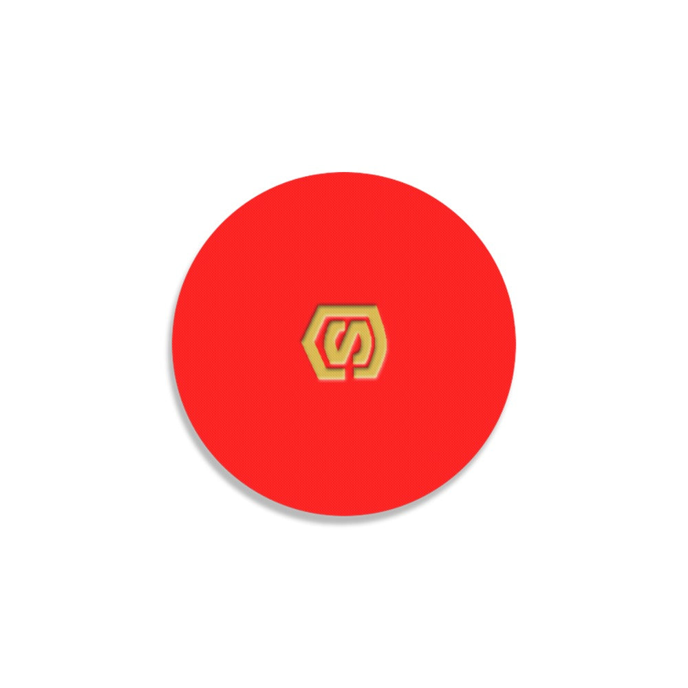 Red Round Coaster with Gold Logo Round Coaster