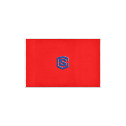 RED SMALL AREA RUG WITH BLUE LOGO Area Rug 2.6' x 1.7'