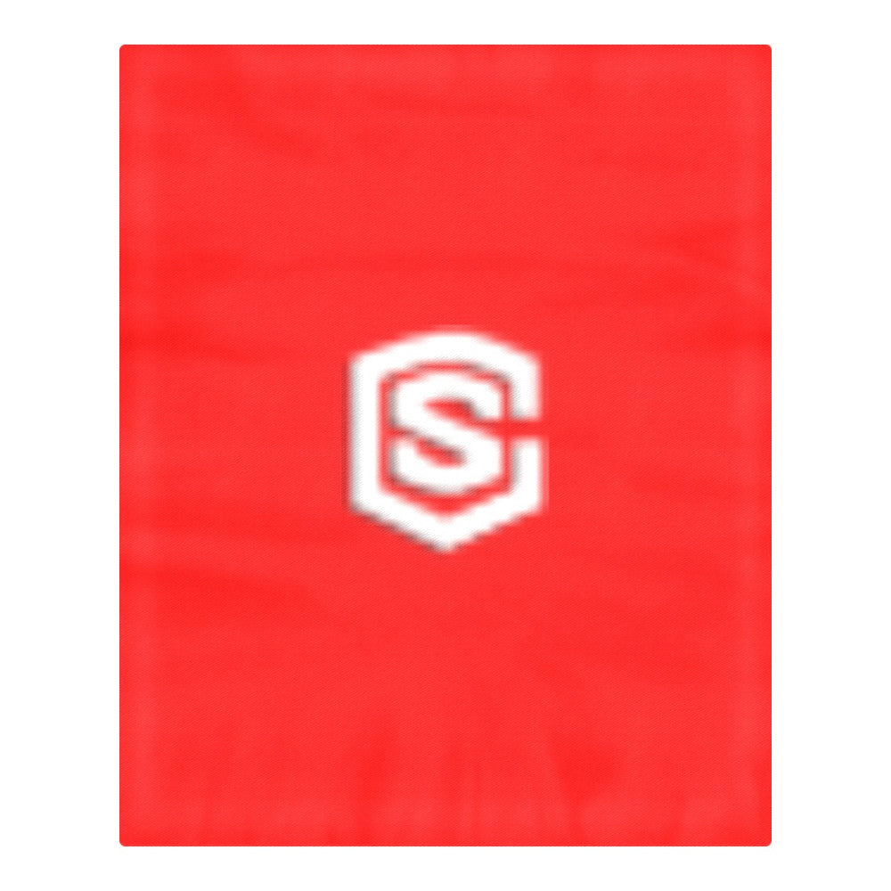 Red 3-Piece Bedding Set (1 Duvet Cover 86"x70"; 2 Pillowcases 20"x30")(One Side) wtih White Logo 3-Piece Bedding Set (1 Duvet Cover 86"x70"; 2 Pillowcases 20"x30")(One Side)