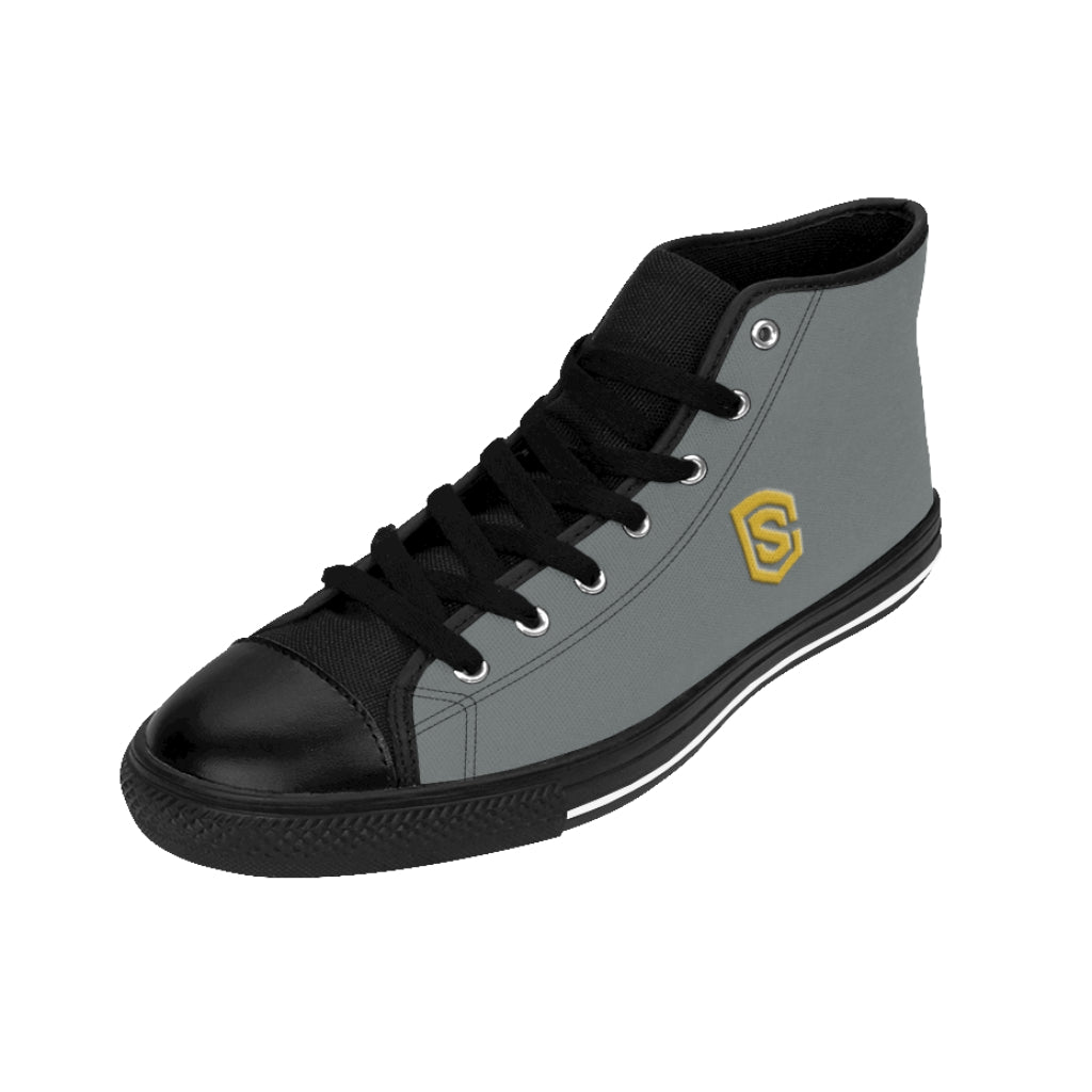 grey Men's High-top Sneakers Gold logo