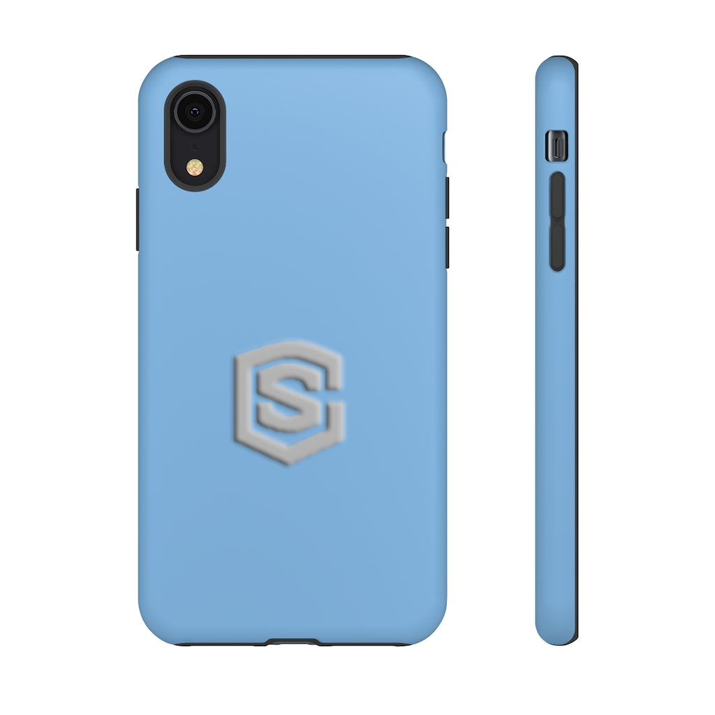 Blue Tough Cases Silver Logo