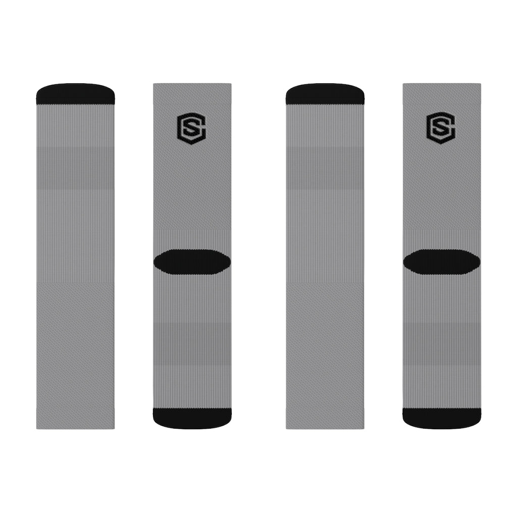 Grey Sublimation Socks Black Logo