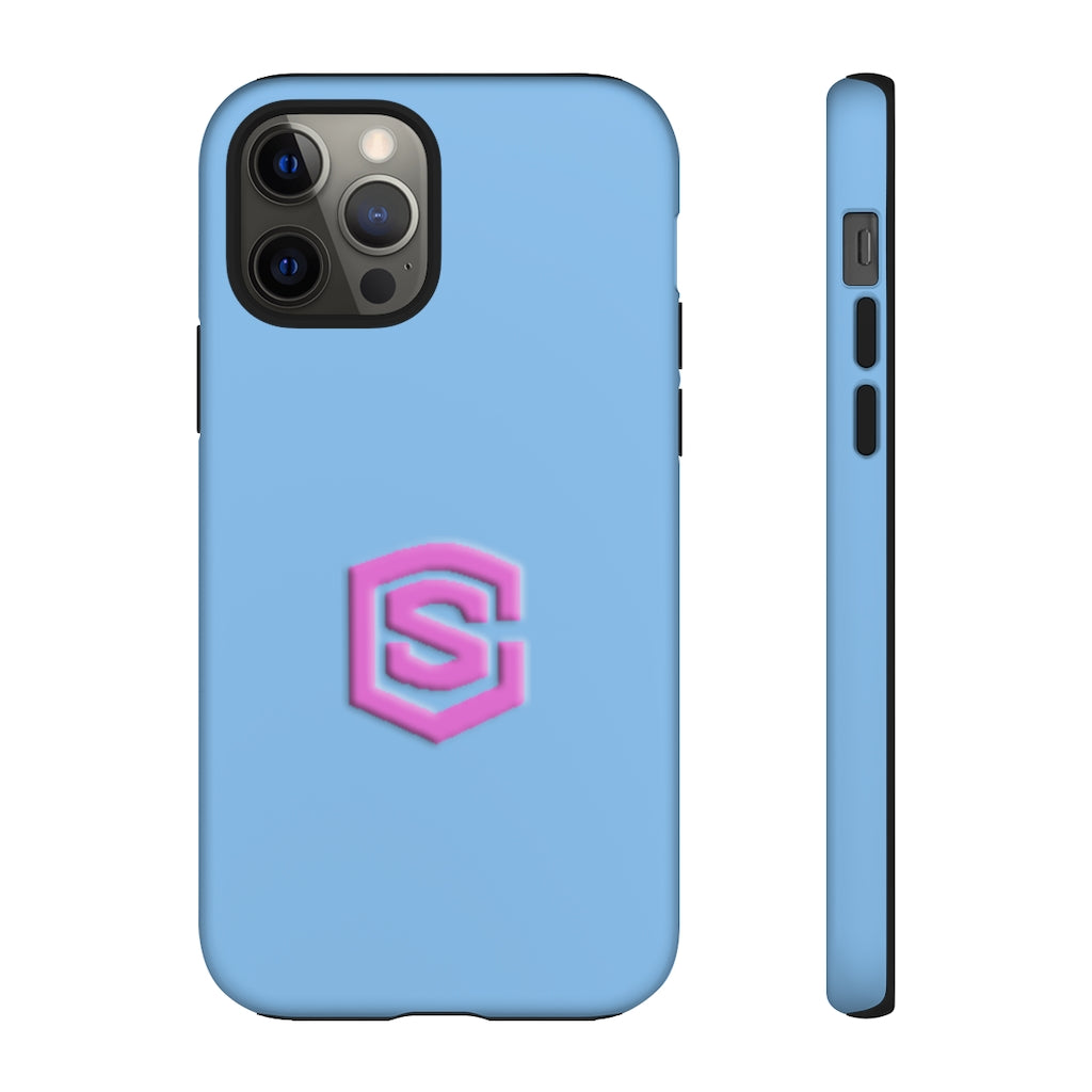 Blue Tough Cases Pink Logo