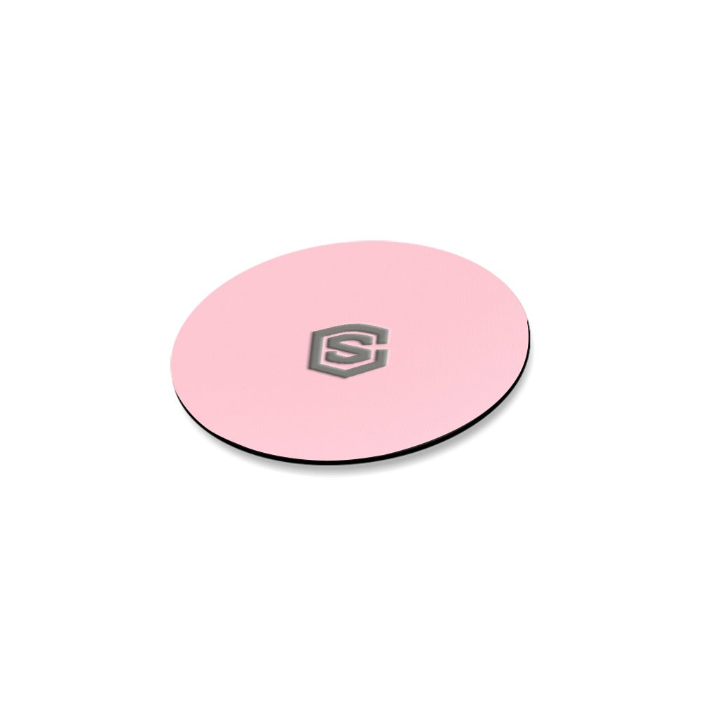 Pink Round Coaster with Gray Logo Round Coaster