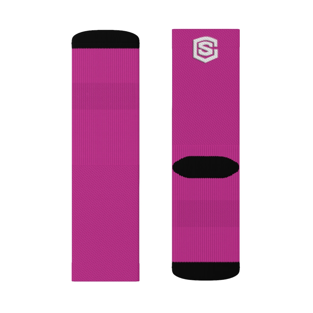 Pink Sublimation Socks White Logo