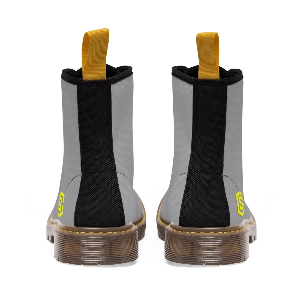 Grey Men's Canvas Boots Yellow Logo