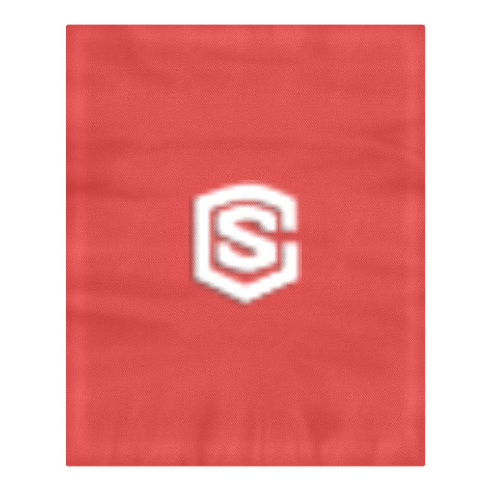 Red Duvet Cover White Logo 3-Piece Bedding Set (1 Duvet Cover 86"x70"; 2 Pillowcases 20"x30")(One Side)