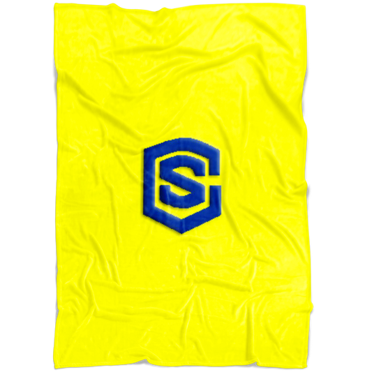 Yellow Fleece Blanket Blue Logo