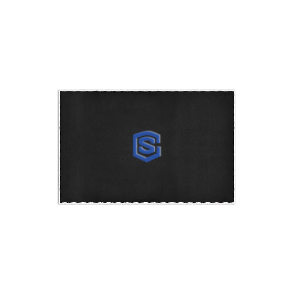 BLACK SMALL AREA RUG WITH BLUE LOGO Area Rug 2.6' x 1.7'