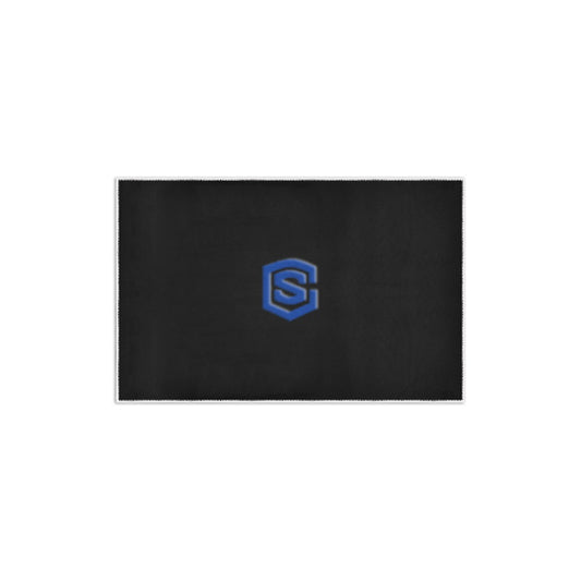 BLACK SMALL AREA RUG WITH BLUE LOGO Area Rug 2.6' x 1.7'