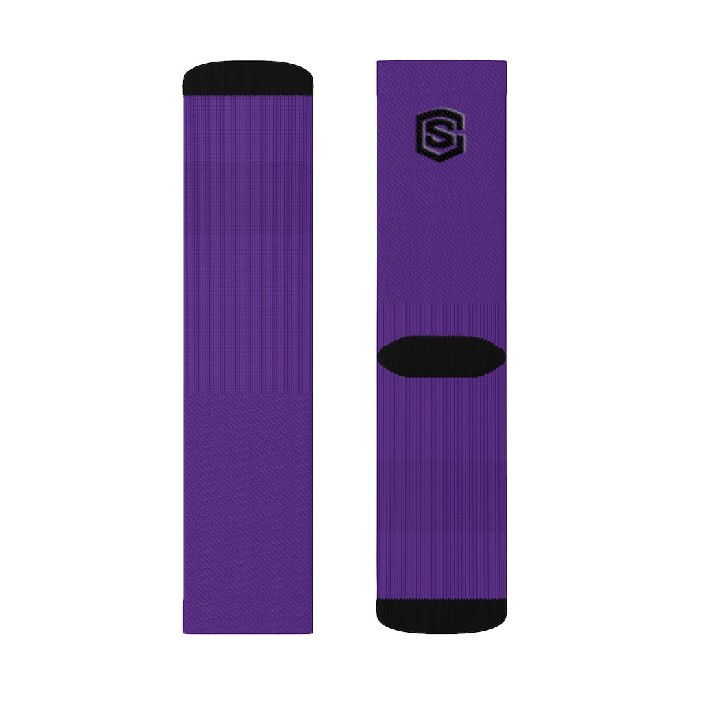 Purple Sublimation Socks Black Logo