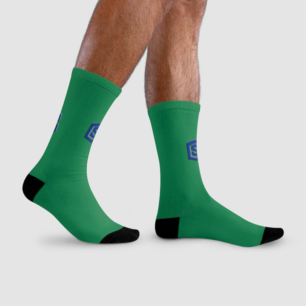 green Sublimation Crew Socks (EU) Blue Logo
