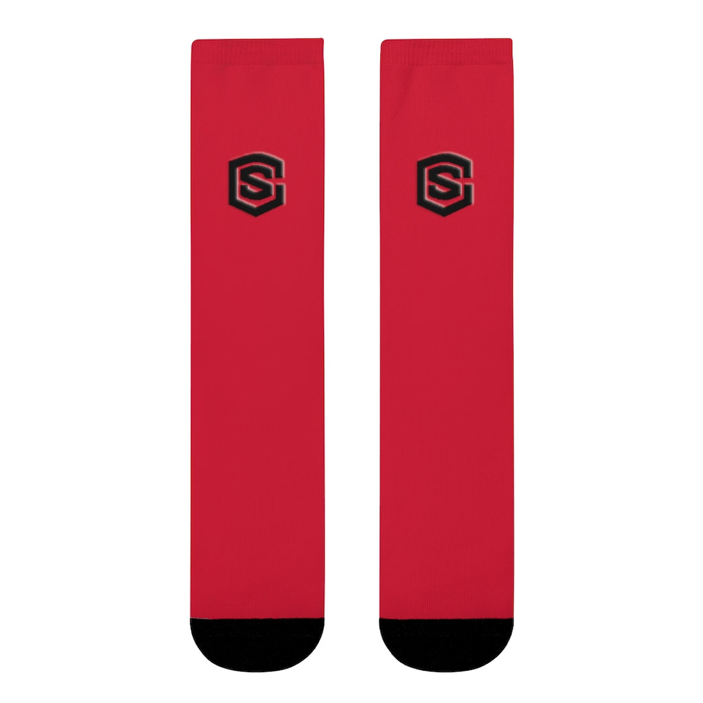 Red Sublimation Crew Socks (EU) Blue Logo