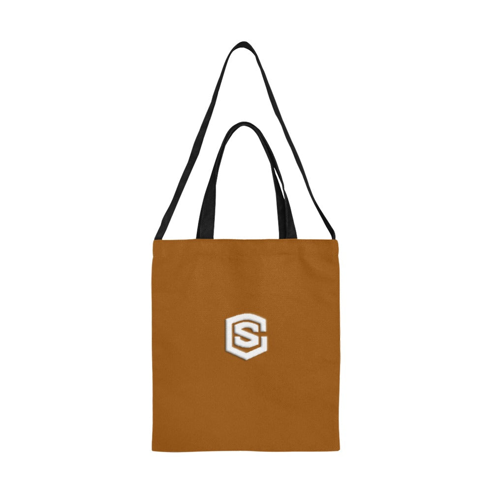 Brown All Over Print Canvas Tote Bag With White Logo All Over Print Canvas Tote Bag(Model1698)(Medium)