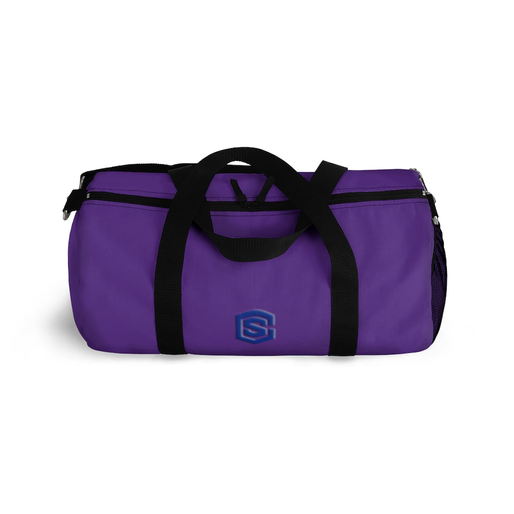 Purple Duffel Bag Blue Logo