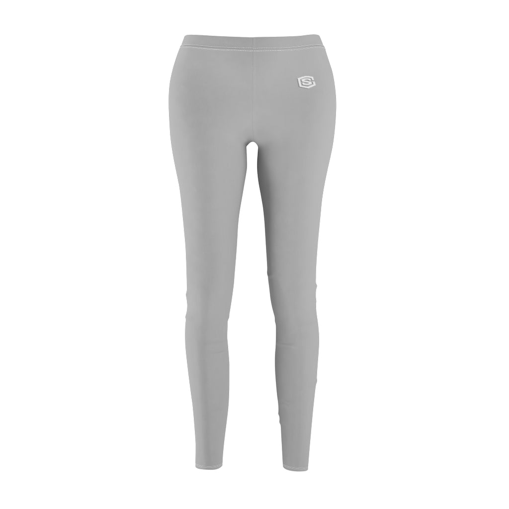 Grey Women's Cut & Sew Casual Leggings White logo