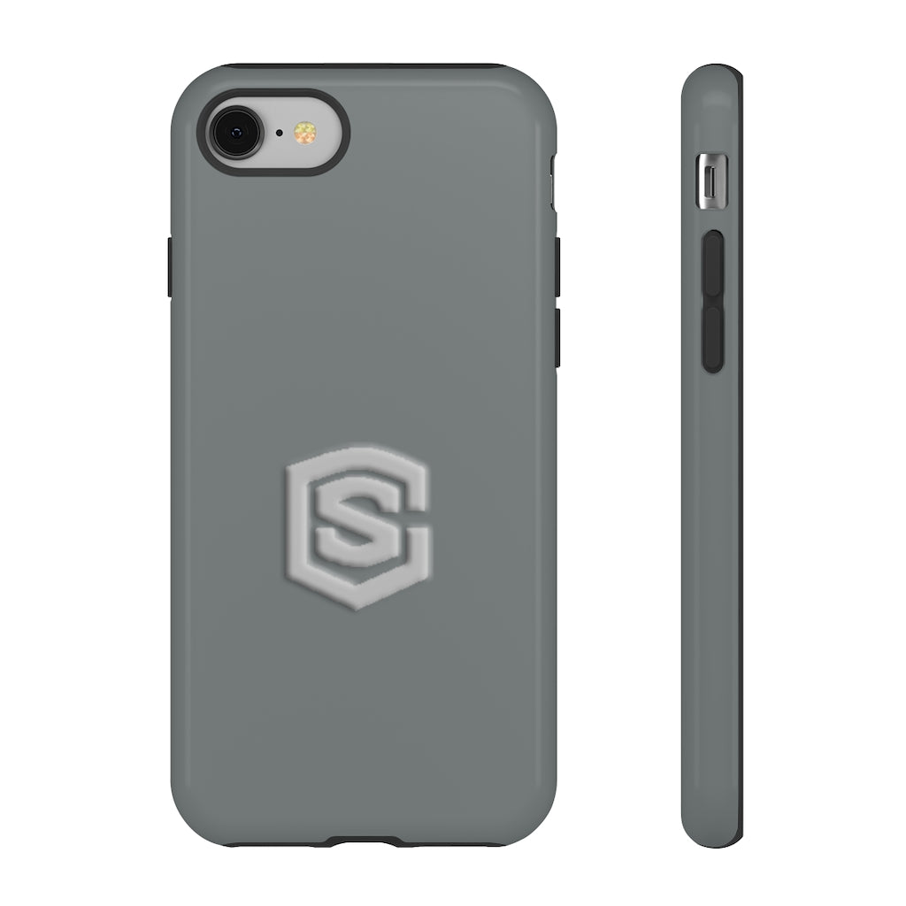 Grey Tough Cases Silver Logo