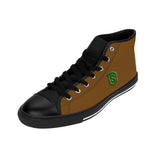 brown Men's High-top Sneakers - green logo