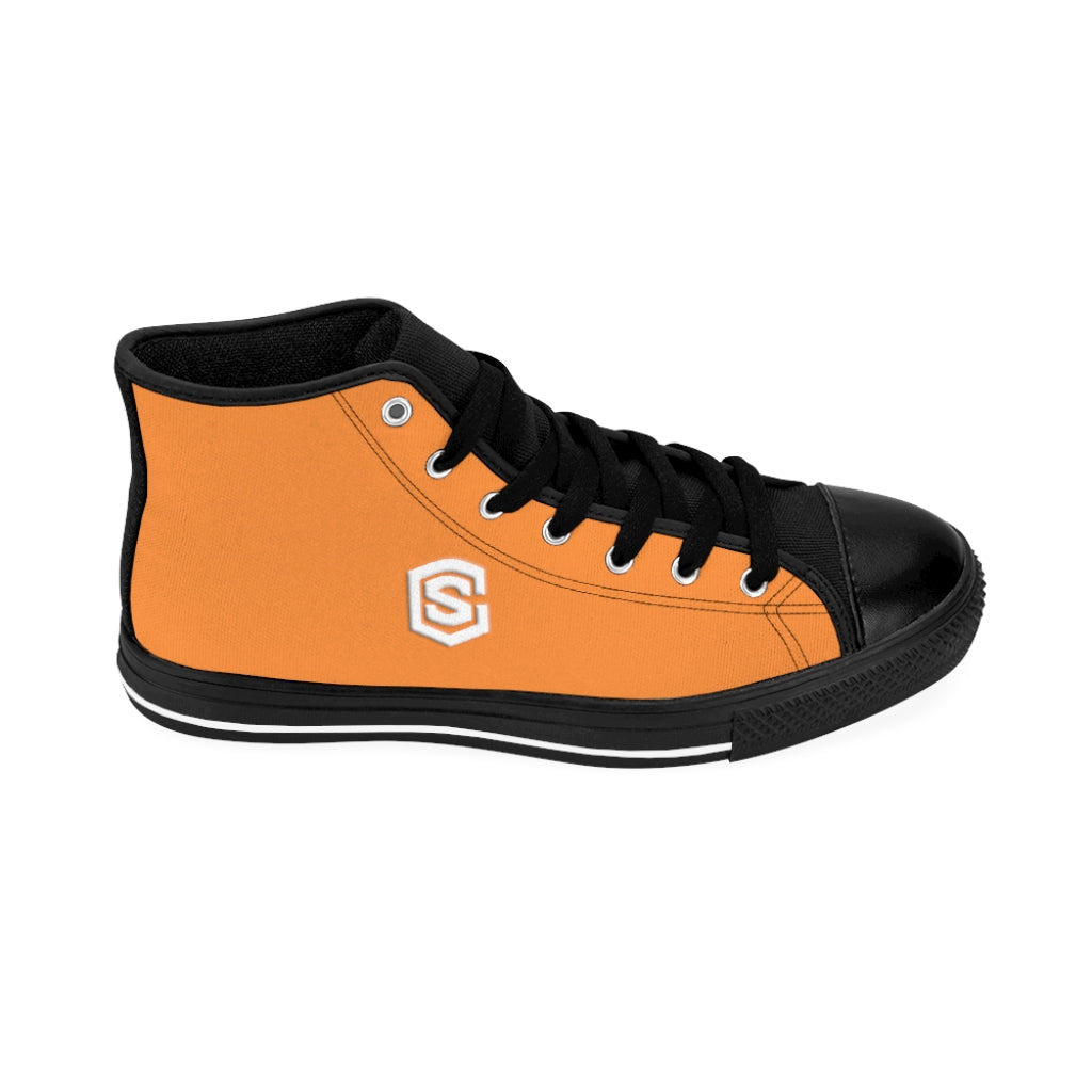 orange Men's High-top Sneakers - white logo