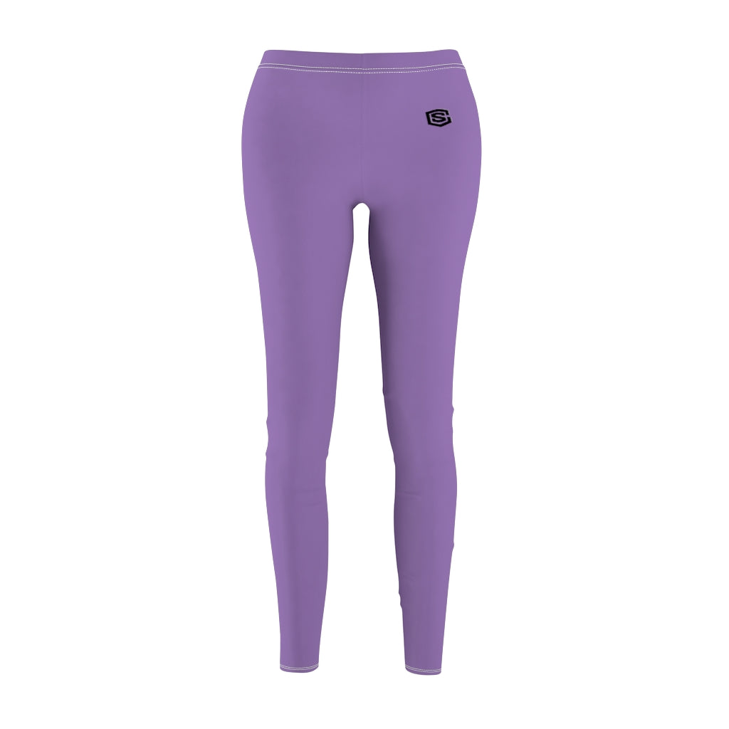 Purple Women's Cut & Sew Casual Leggings Black logo