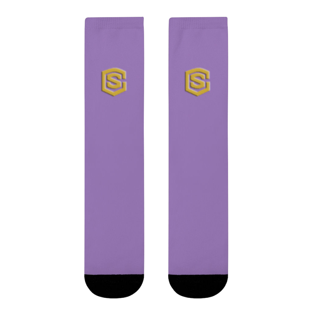 Purple Sublimation Crew Socks (EU) Gold Logo
