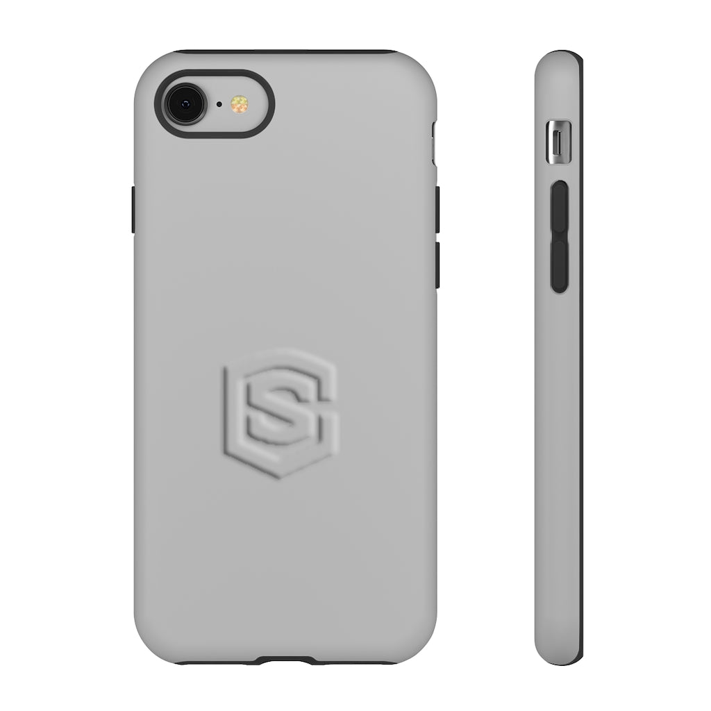 Grey Tough Cases Silver Logo
