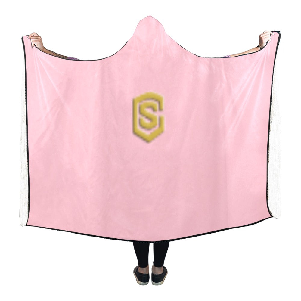 Pink Hooded Blanket 80"x56" with Gold Logo Hooded Blanket 80"x56"