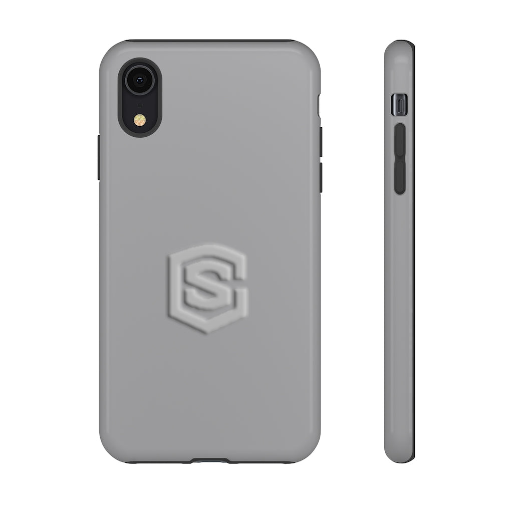 Grey Tough Cases Silver Logo