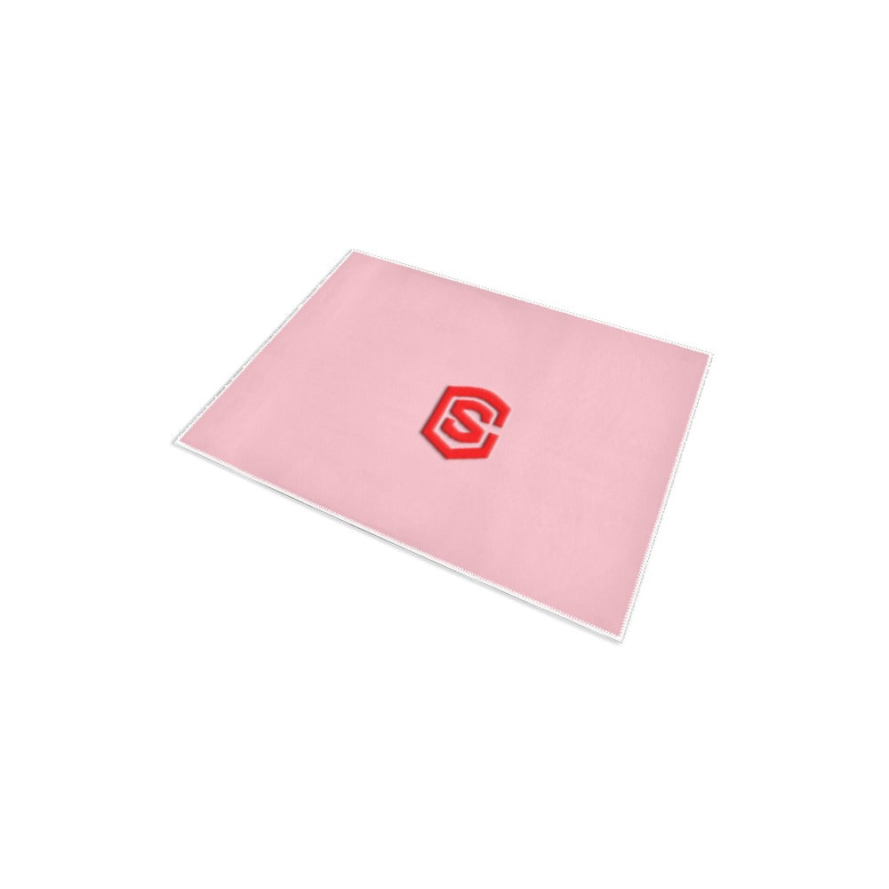 PINK SMALL AREA RUG WITH RED LOGO Area Rug 2.6' x 1.7'